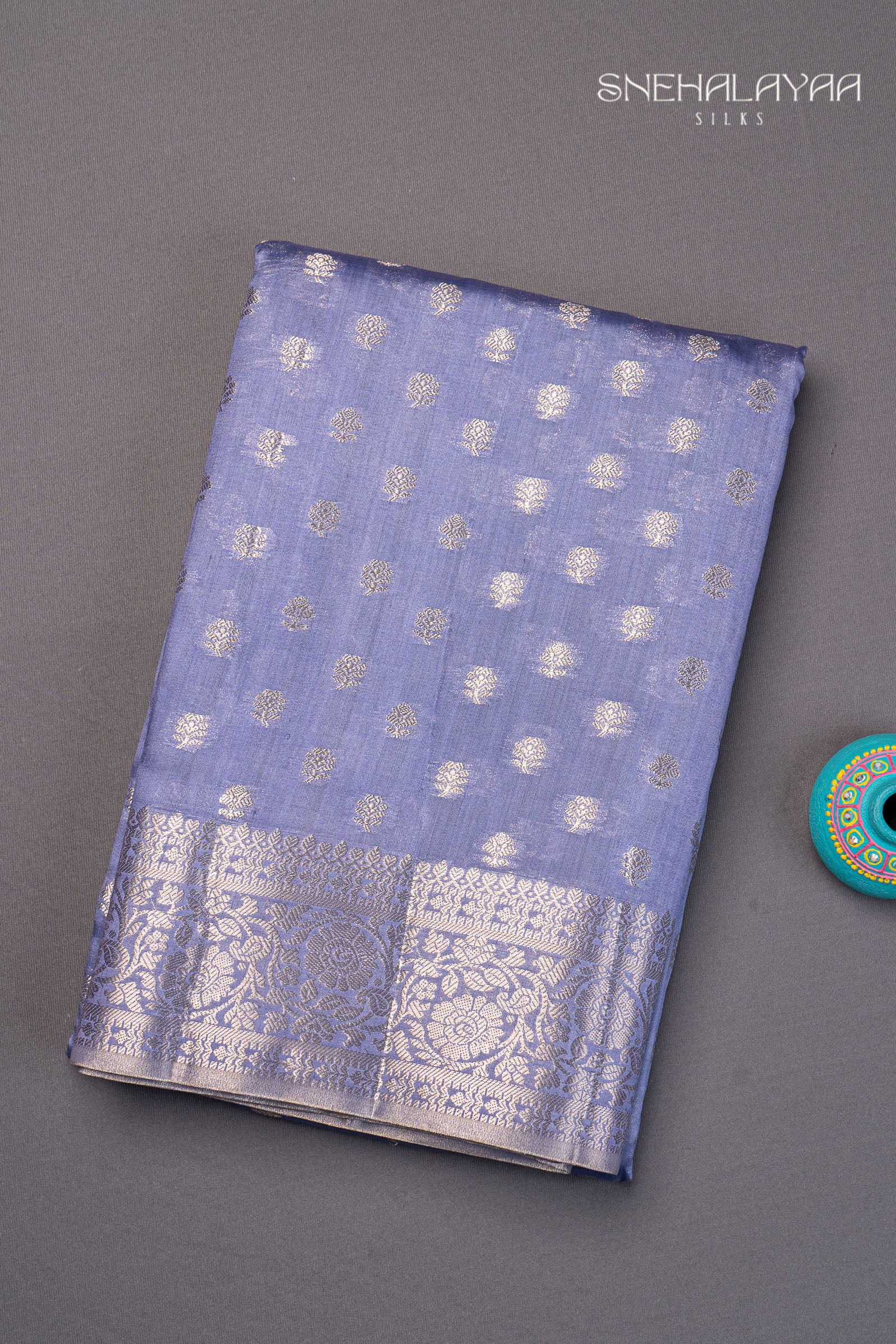 Sky Blue Banaras Dupion Silk Saree