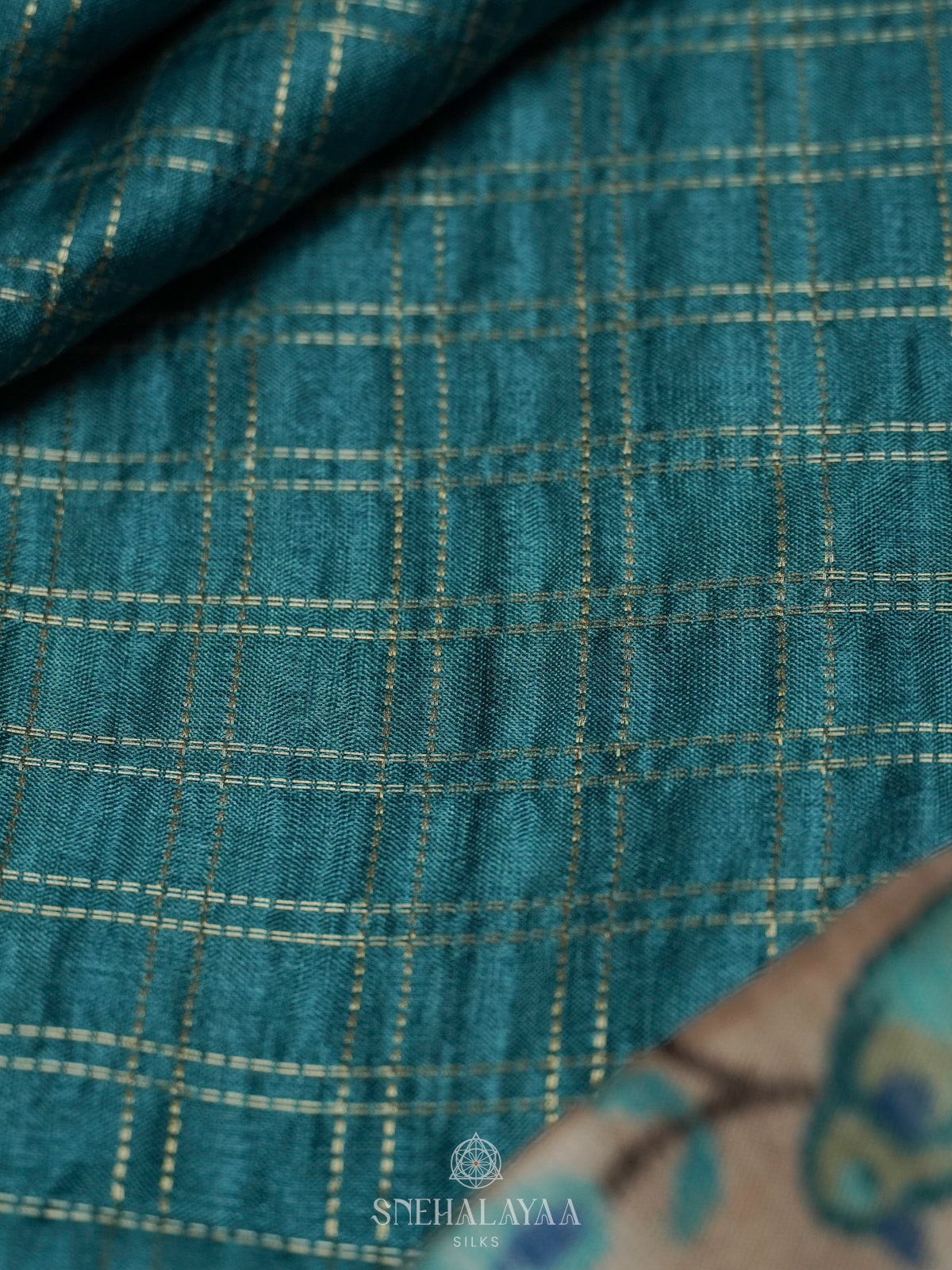 Peacock Blue Tussar Saree