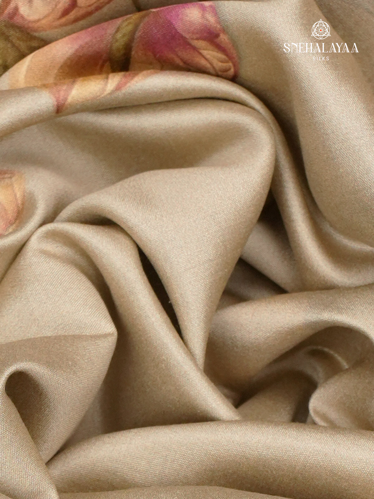 Beige Chiniya Silk Saree