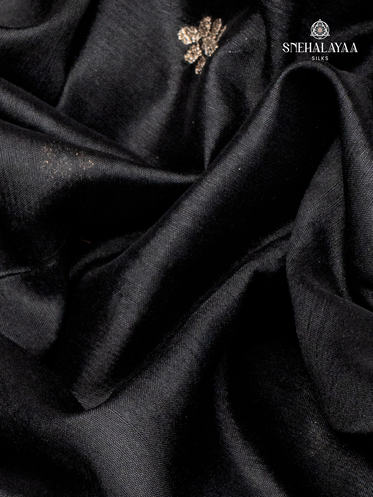 Black Raw Silk Embroidery Saree