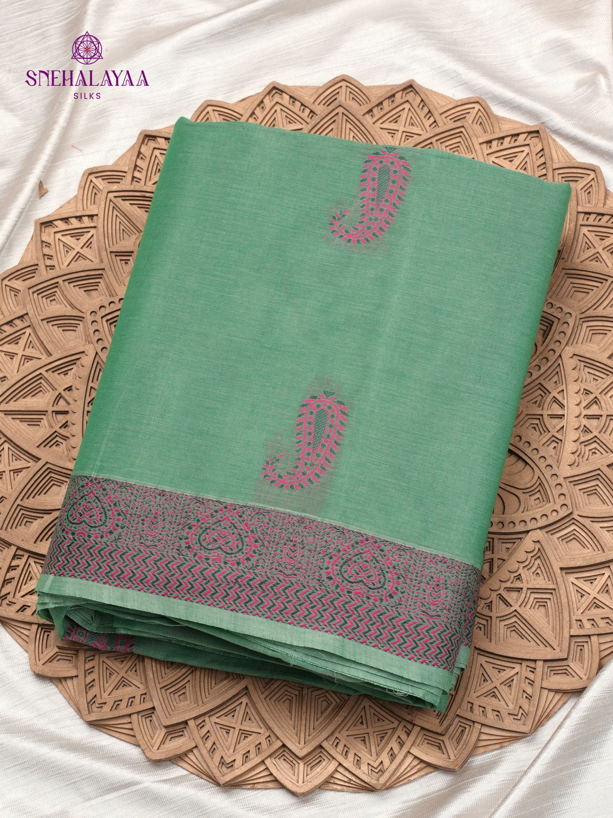 Teal Green Handloom Cotton Saree
