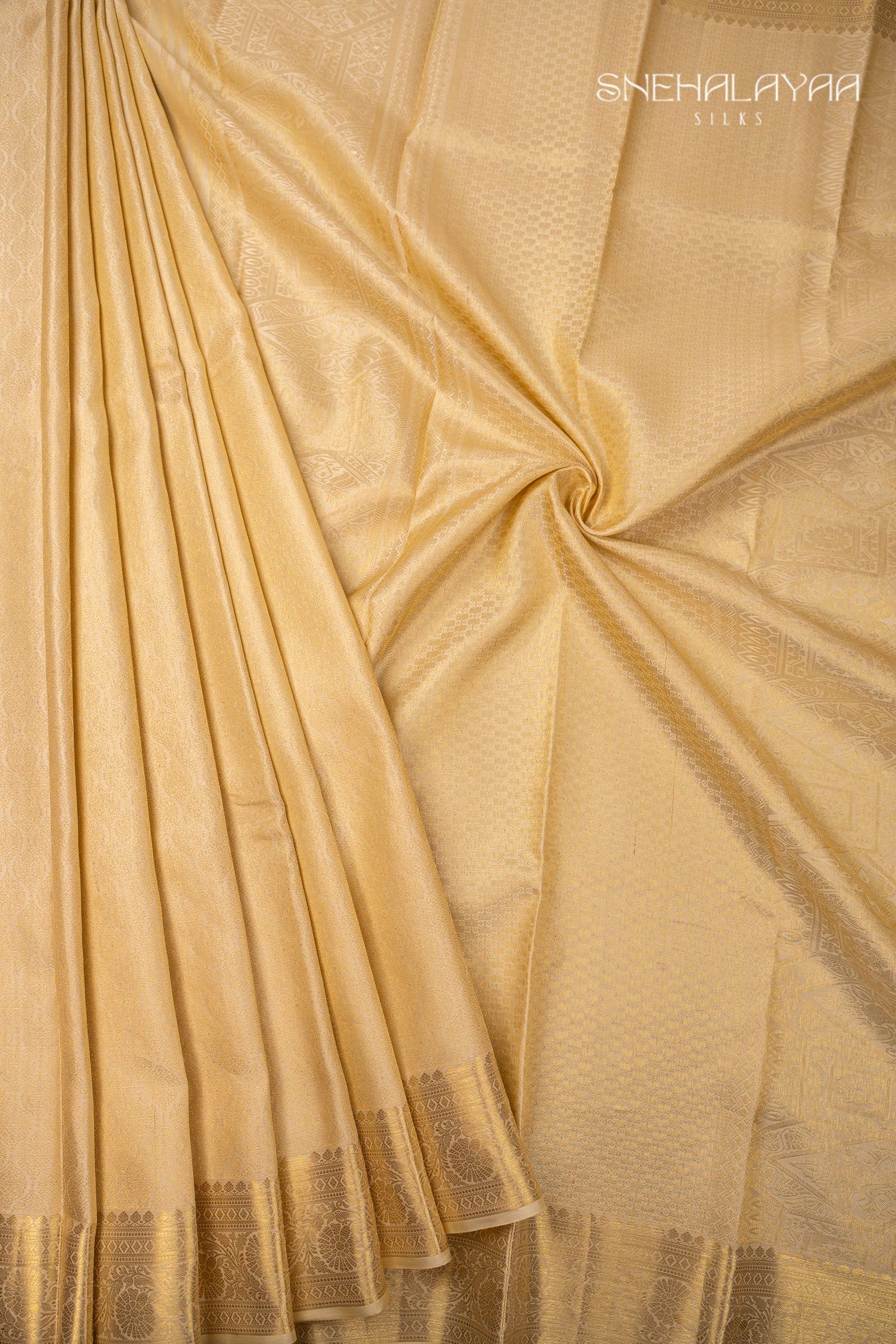 Cream Kancheevaram Silk Saree