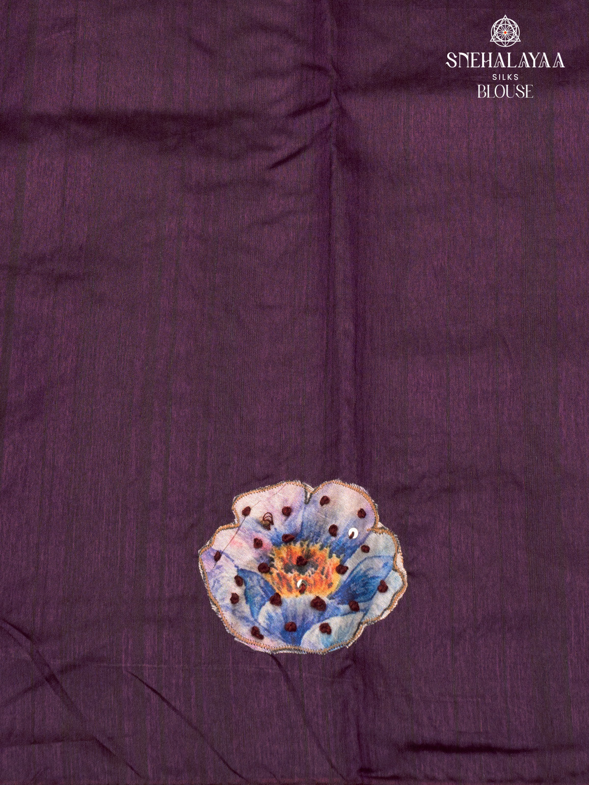 Plum Raw Silk Embroidery Saree