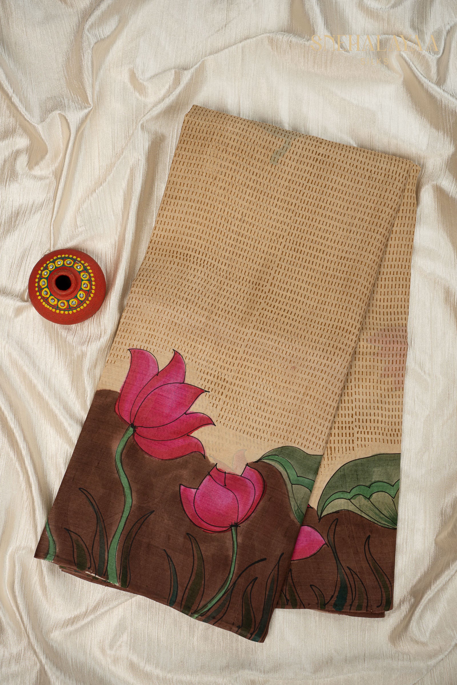Beige Tussar Saree