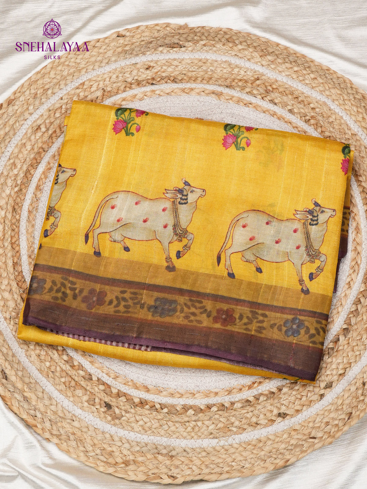 Yellow Tussar Silk Saree