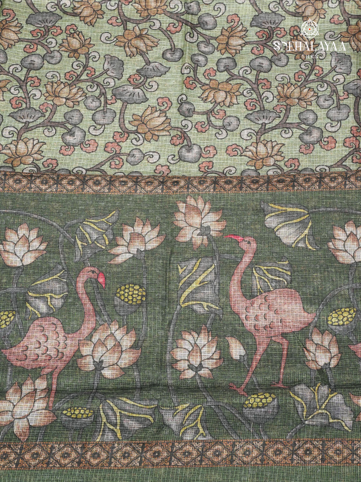 Pastel Green Printed Kota Saree