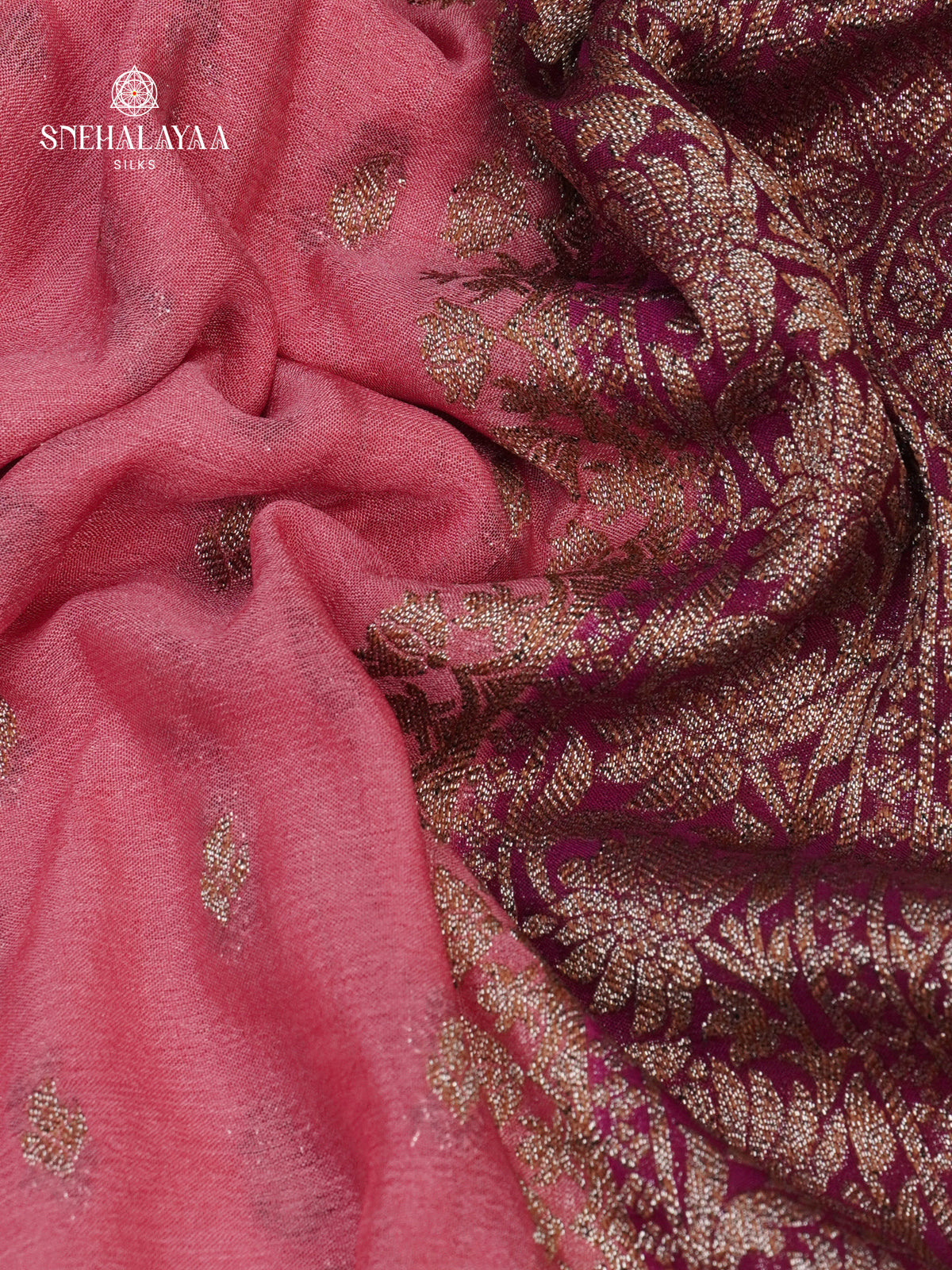 Pale Pink Banaras Crepe Silk Saree