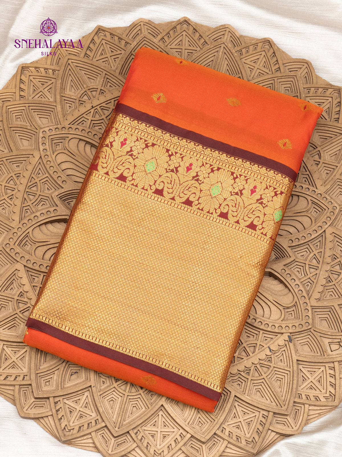 Orange Gadwal Silk Saree