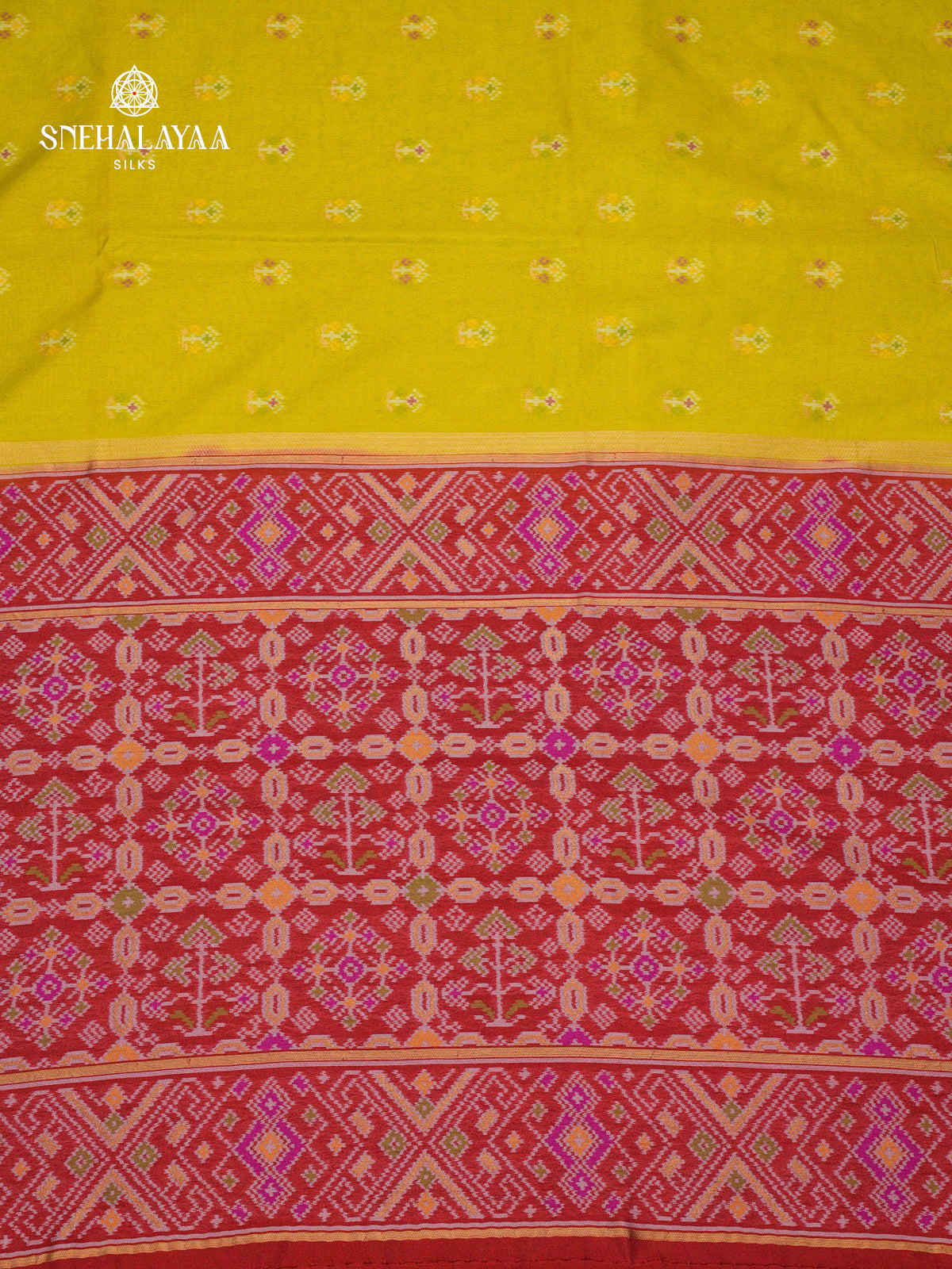 Lime Yellow Ikat Saree