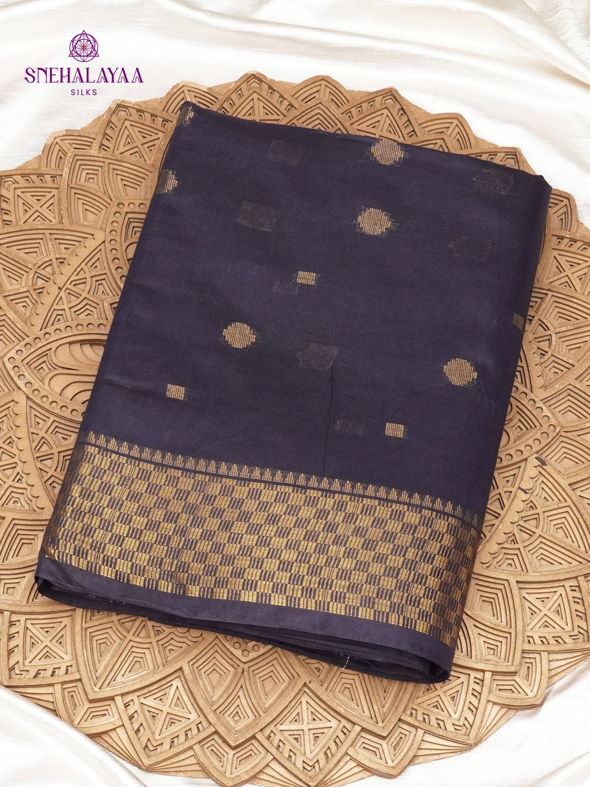 Indigo Blue Bamboo Silk Saree