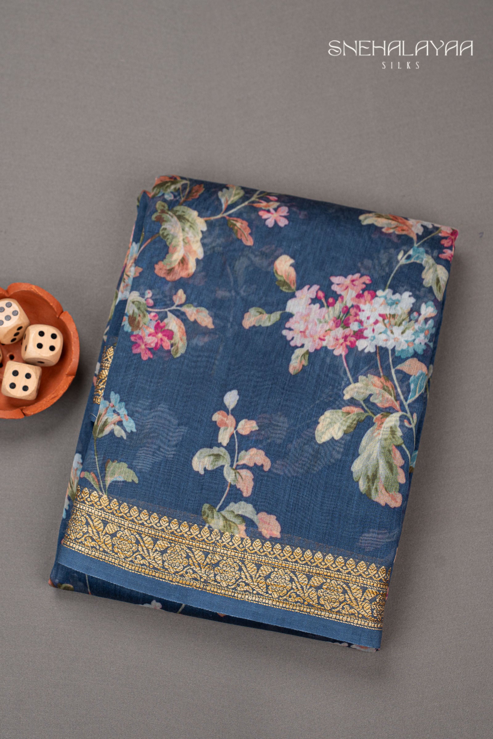 Aegean Blue Chanderi Saree