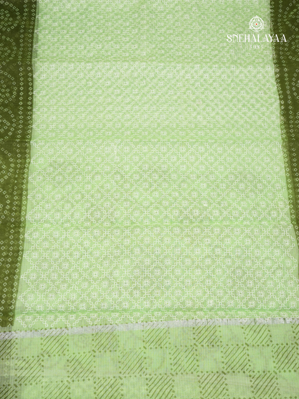 Mint Green Kota Embroidery Saree