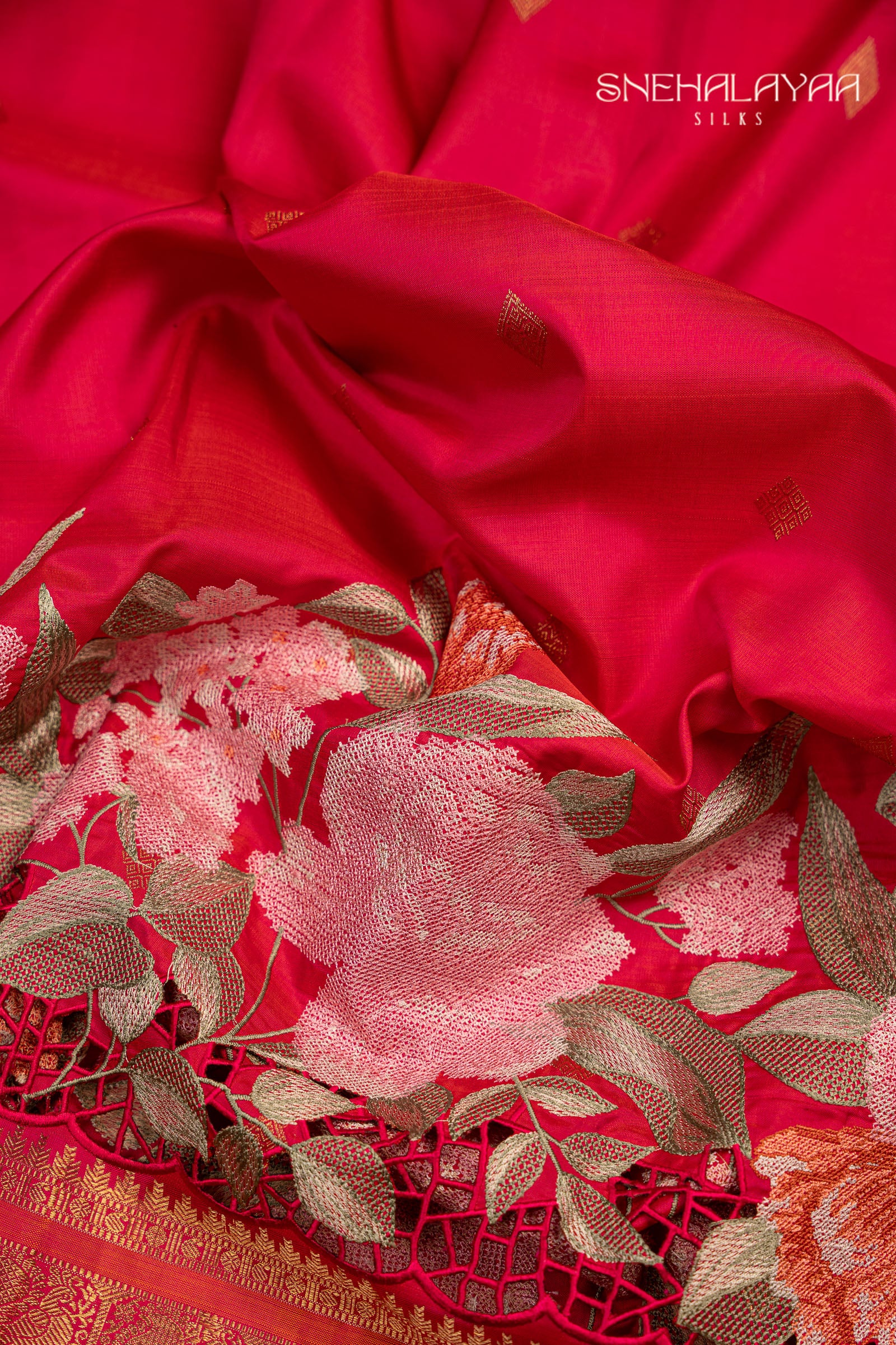 Rose Red Kancheevaram Silk Saree