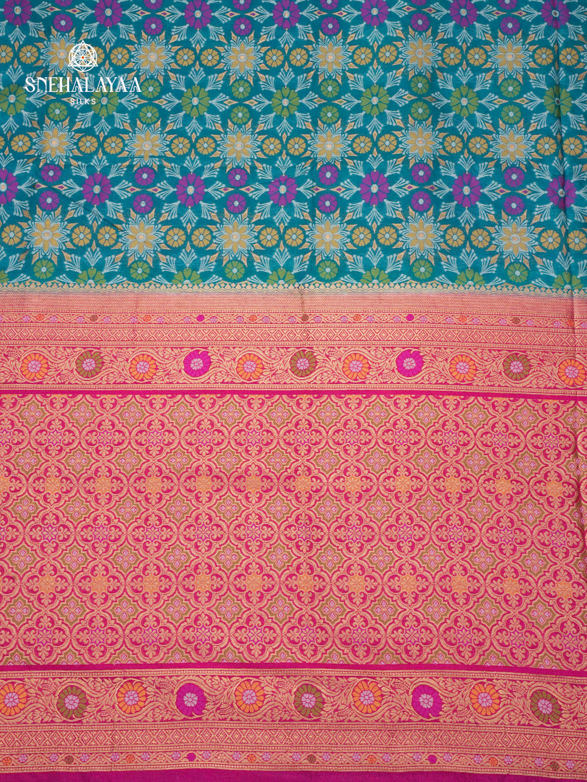 Peacock Blue Ikat Saree