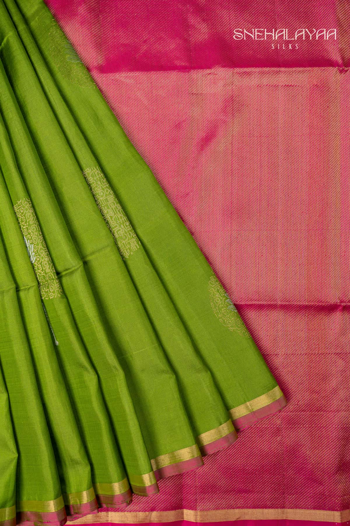 Parrot Green Soft Silk Saree