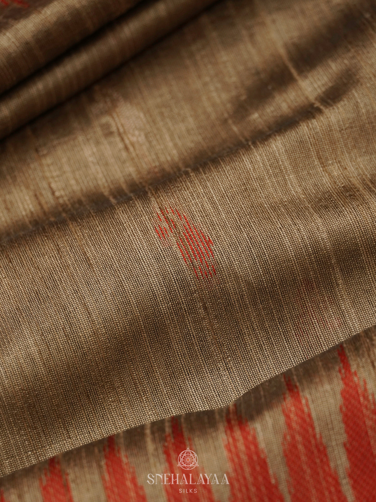 Brown Munga Tussar Saree