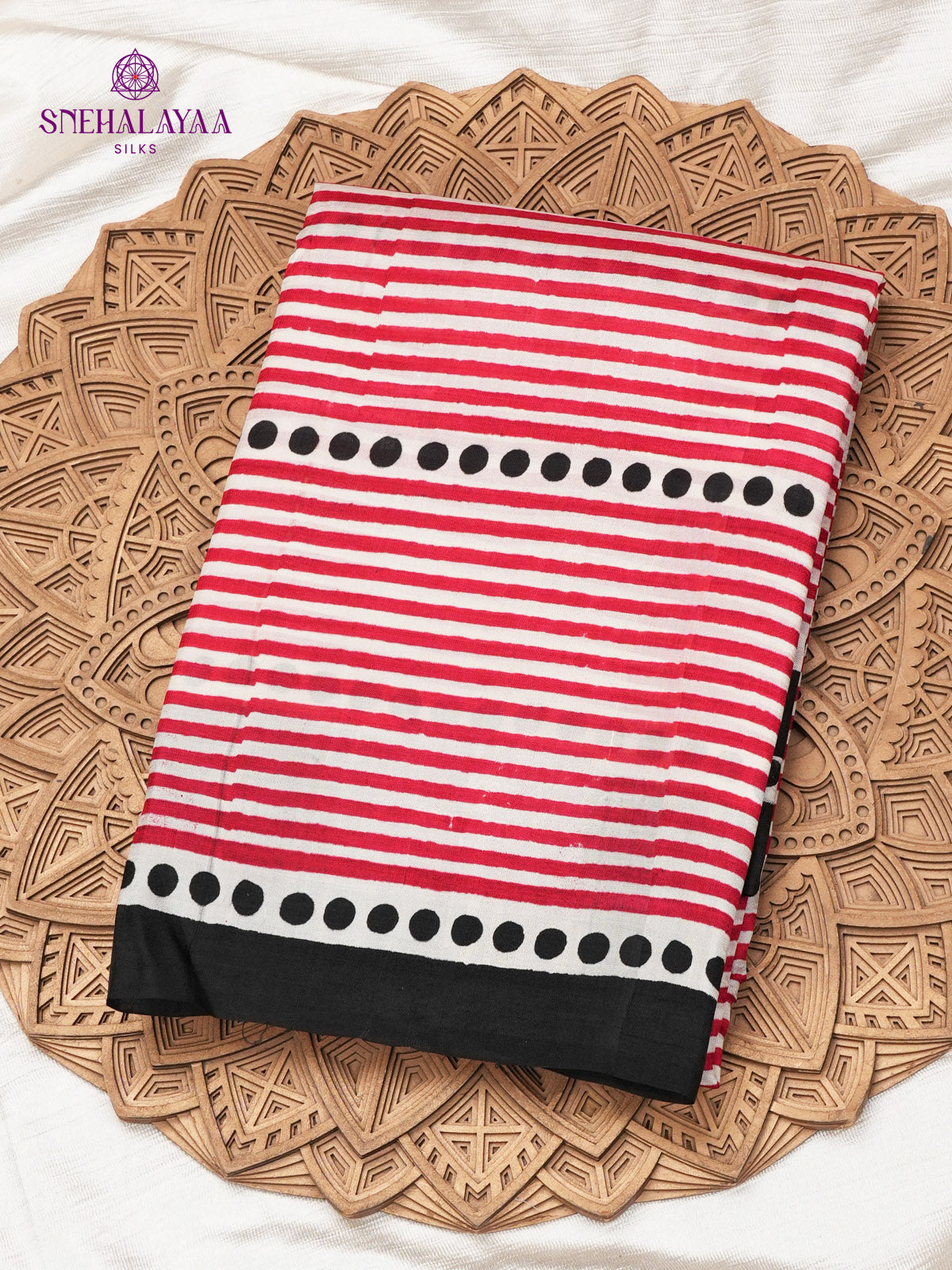 Red Tussar Silk Saree