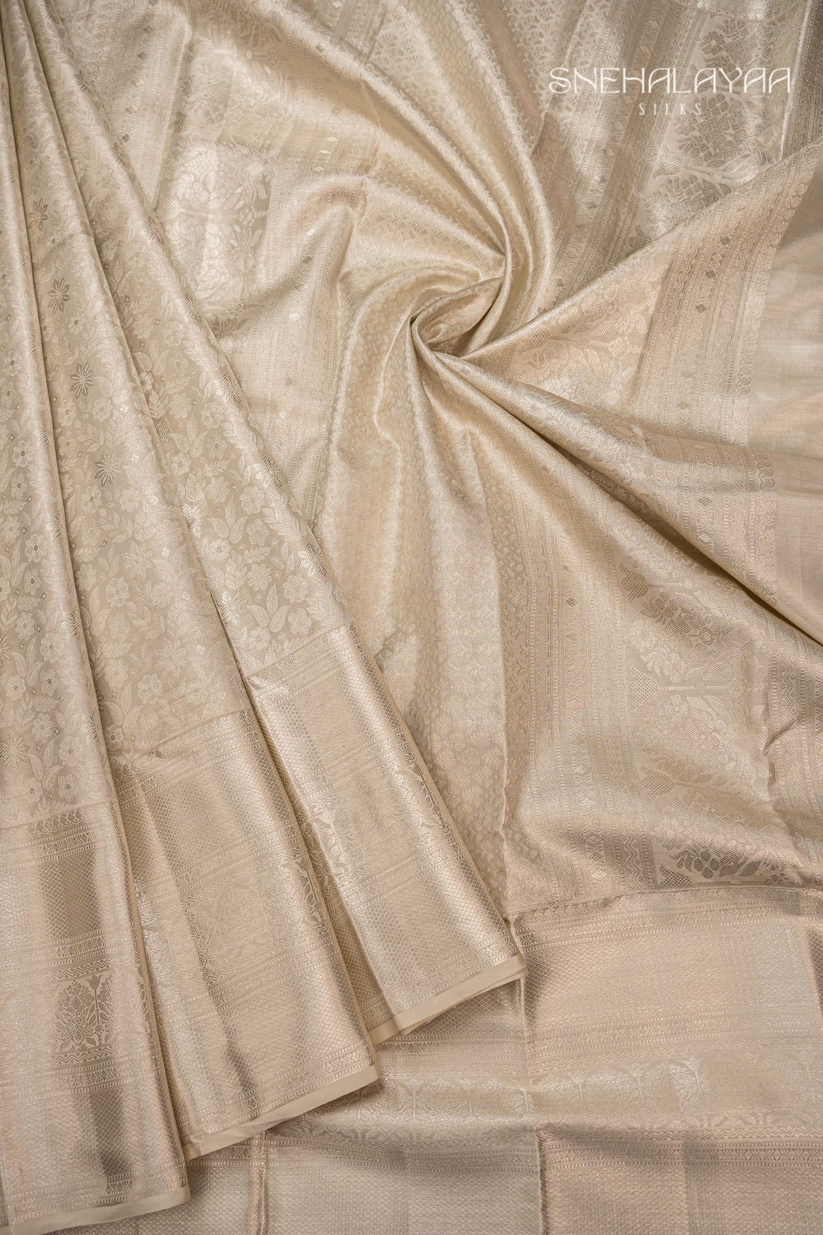 Silver Kancheevaram Tissue Silk Saree