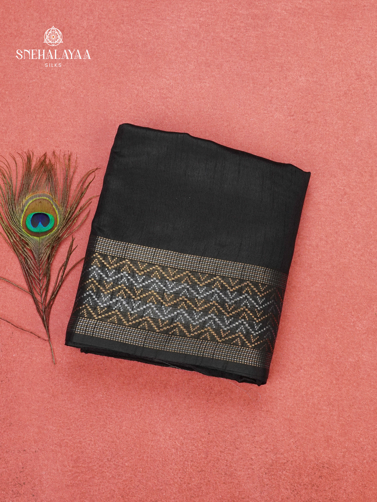 Black Dupion Silk Saree