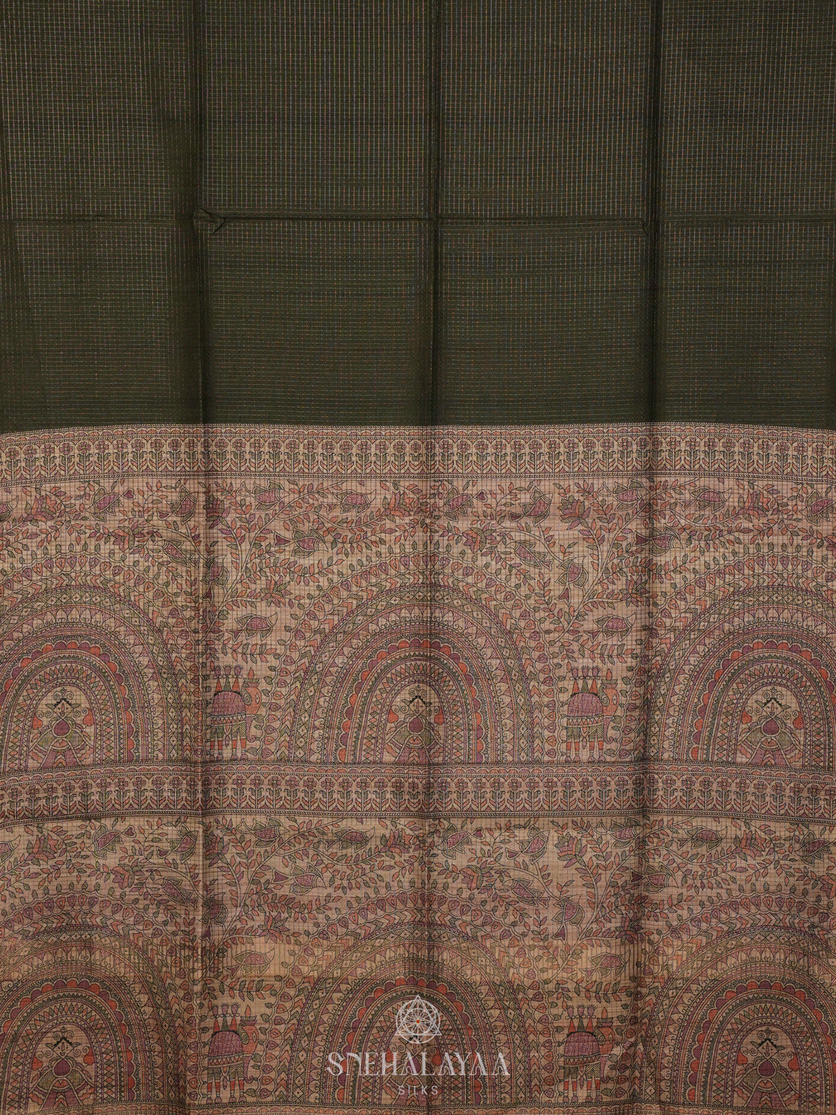 Forest Green Tussar Saree