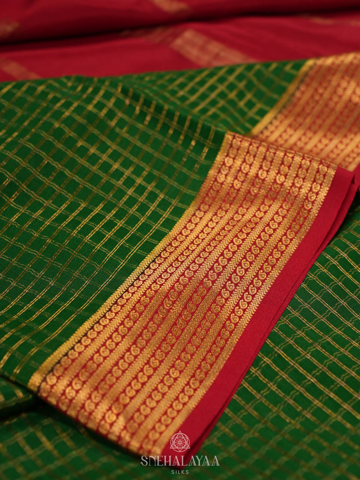 Bottle Green Mysore Silk Saree