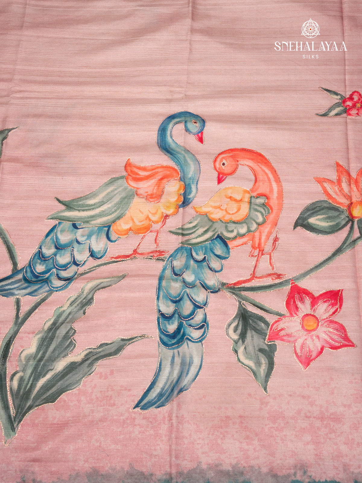 Pale Pink Tussar Saree