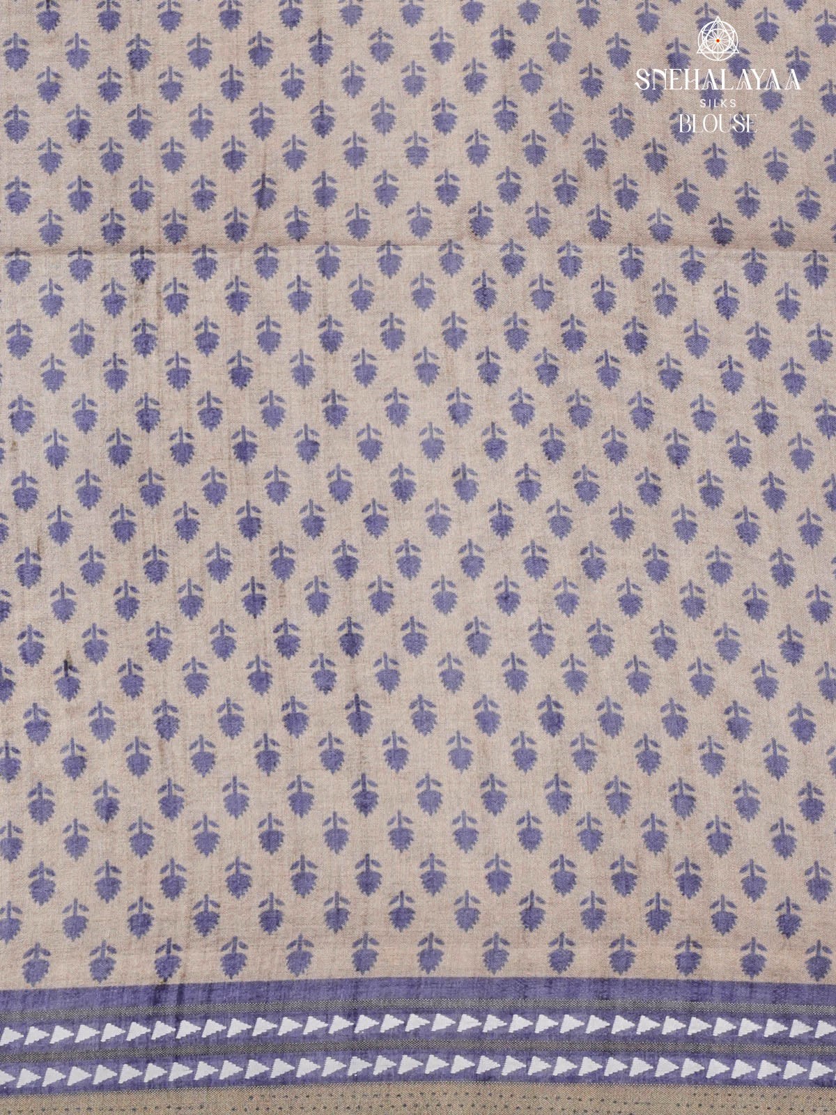 Royal Blue Printed Tussar Saree