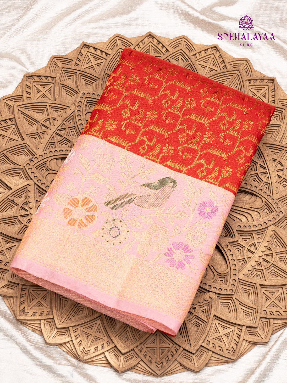 Rust Orange Kanjivaram Silk Saree