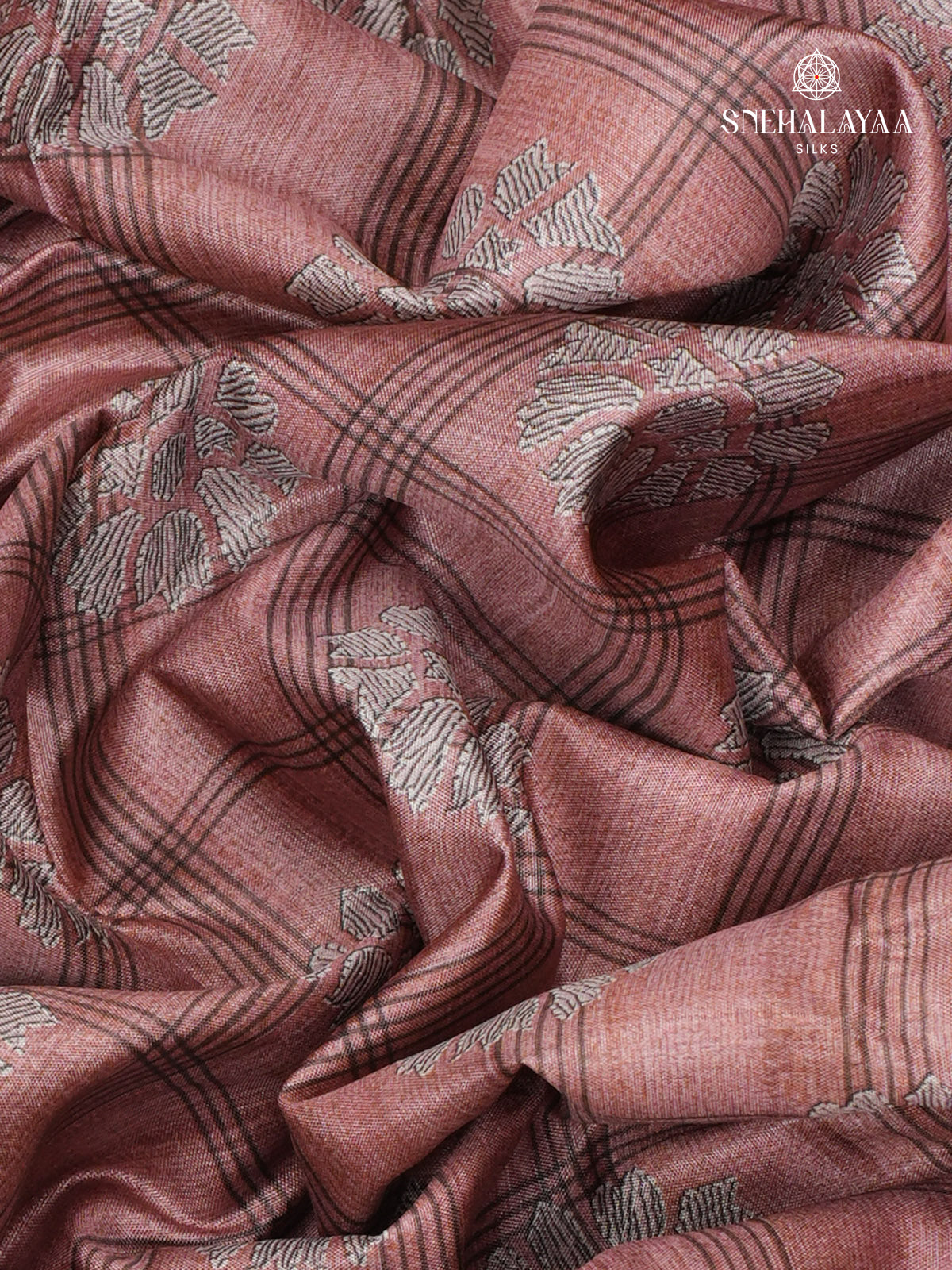Mauve Rose Tussar Embroidery Saree