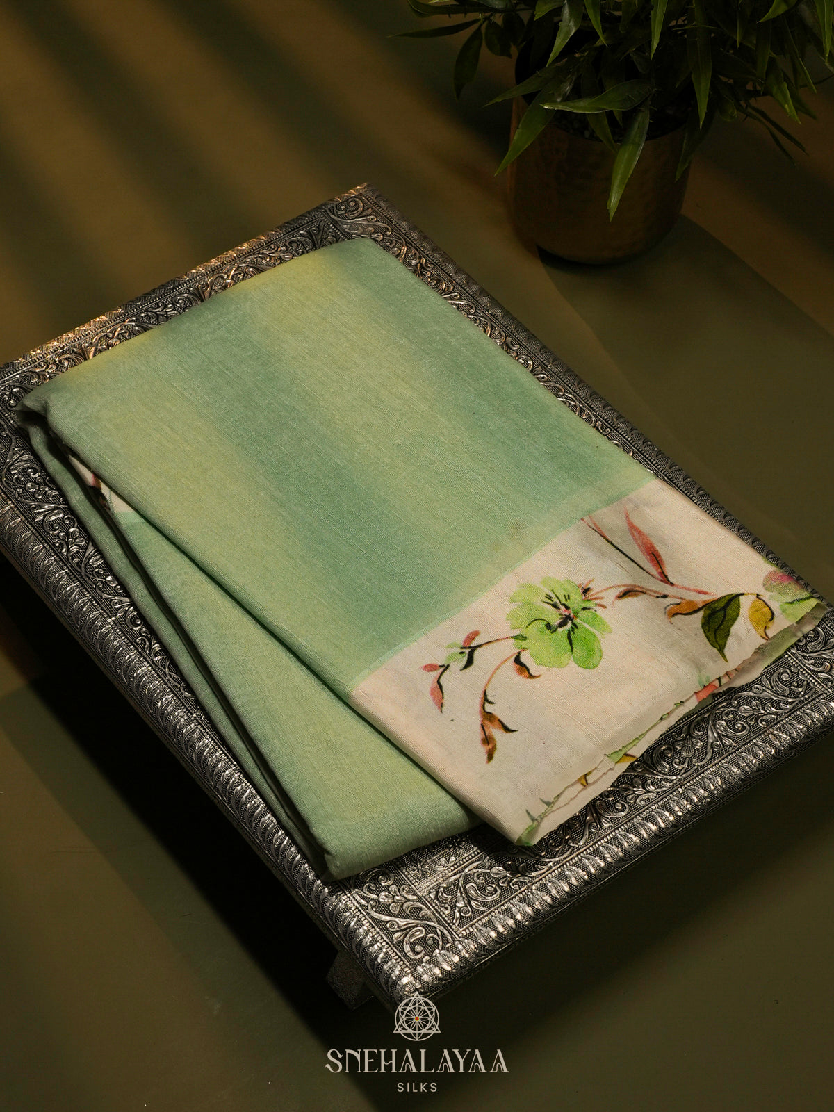 Pale Green Matka Jute Saree