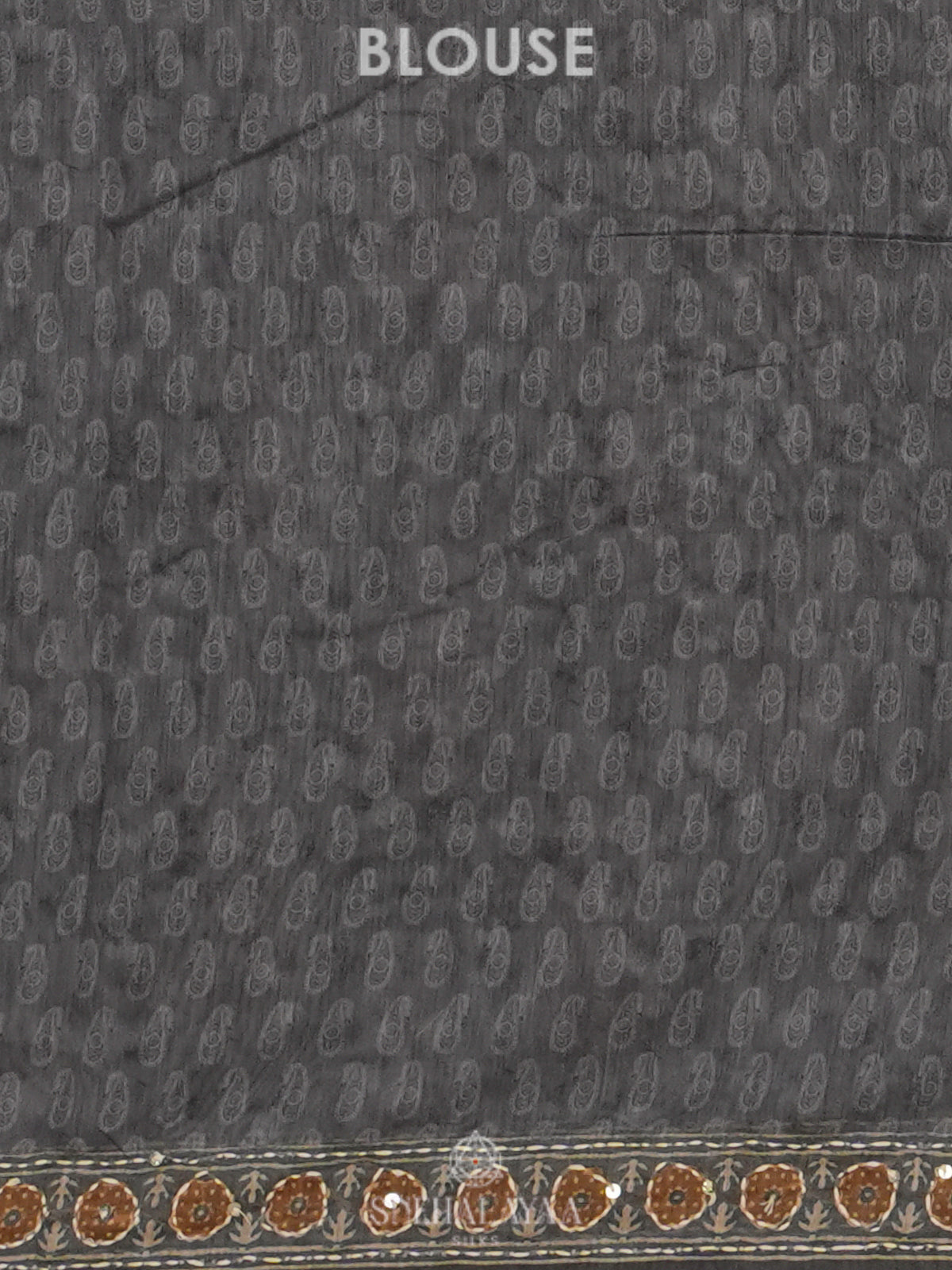 Grey Linen Embroidery Saree