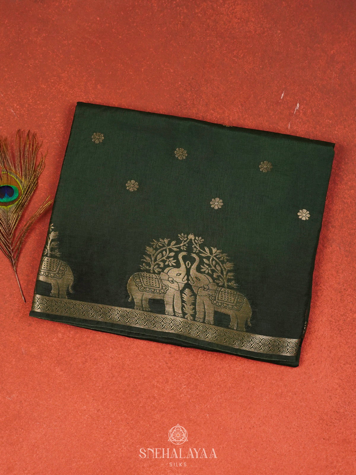Forest Green Banaras Silk Saree