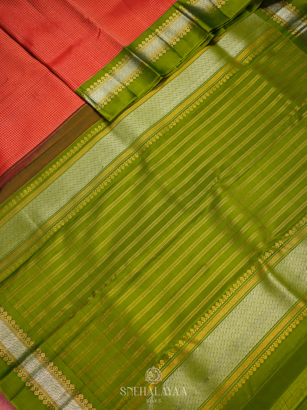 Rust Orange Kanjivaram Silk saree