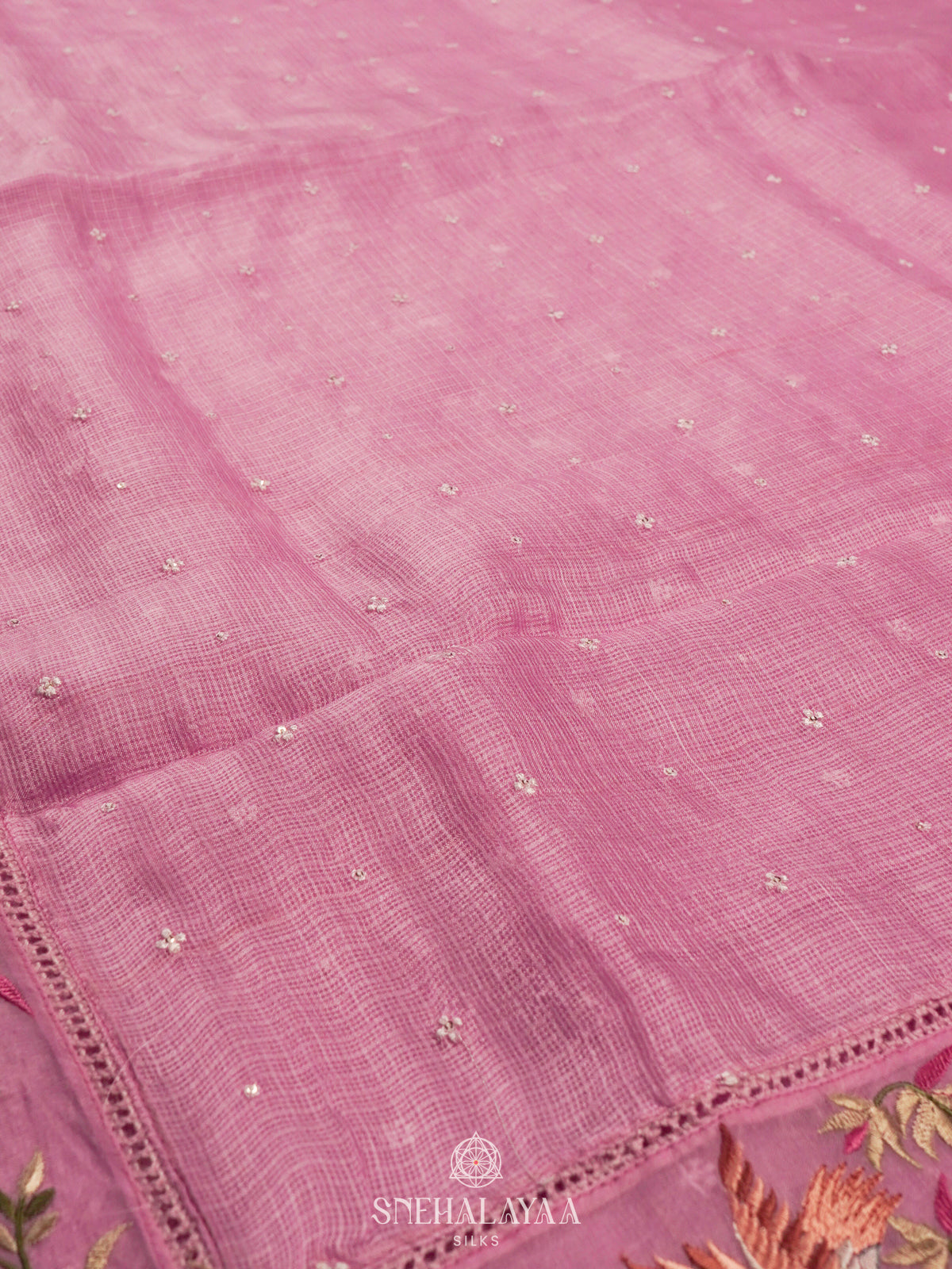 Pink Kota Embroidery Saree