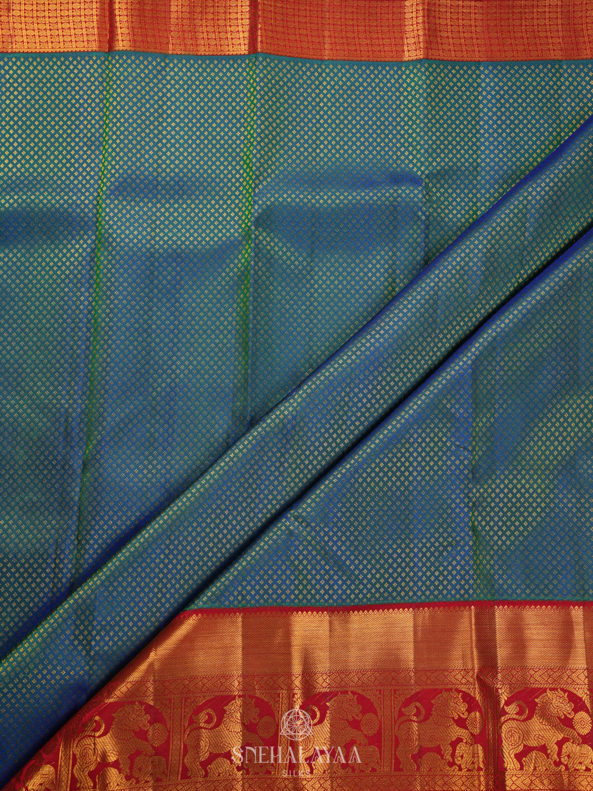 Peacock Blue Kanjivaram Silk Saree