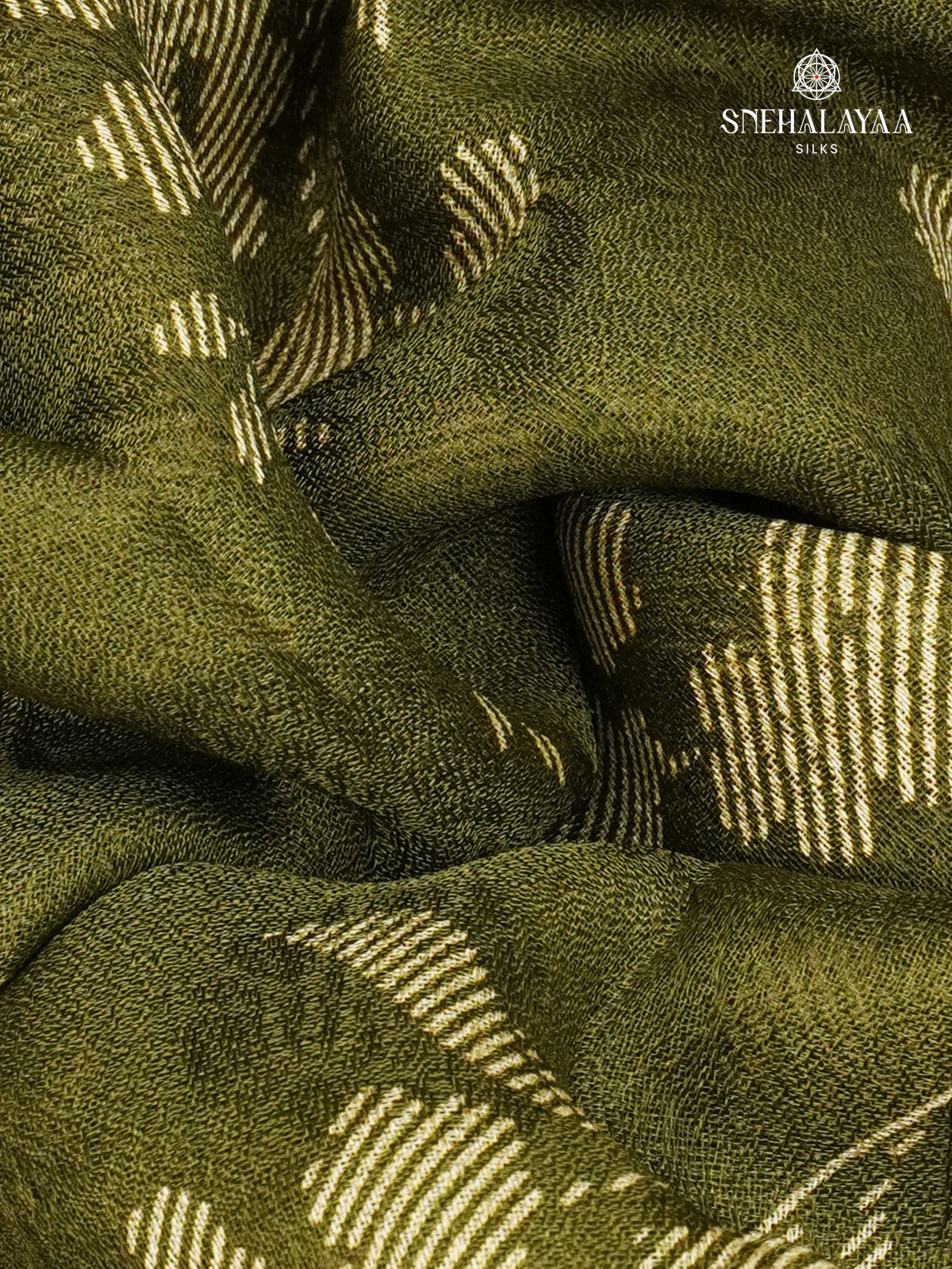 Olive Green Printed Matka Saree