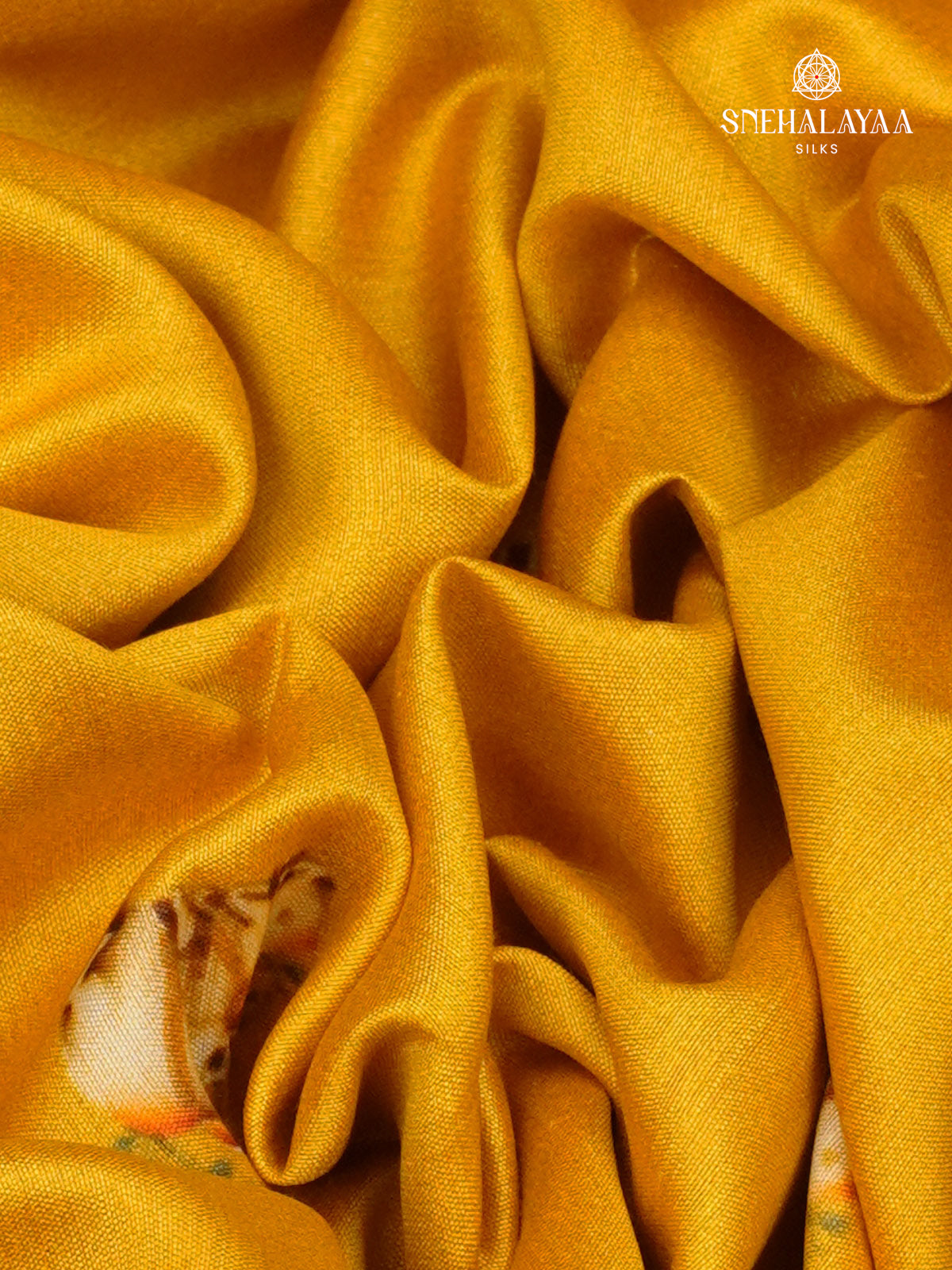 Yellow Chiniya Silk Saree
