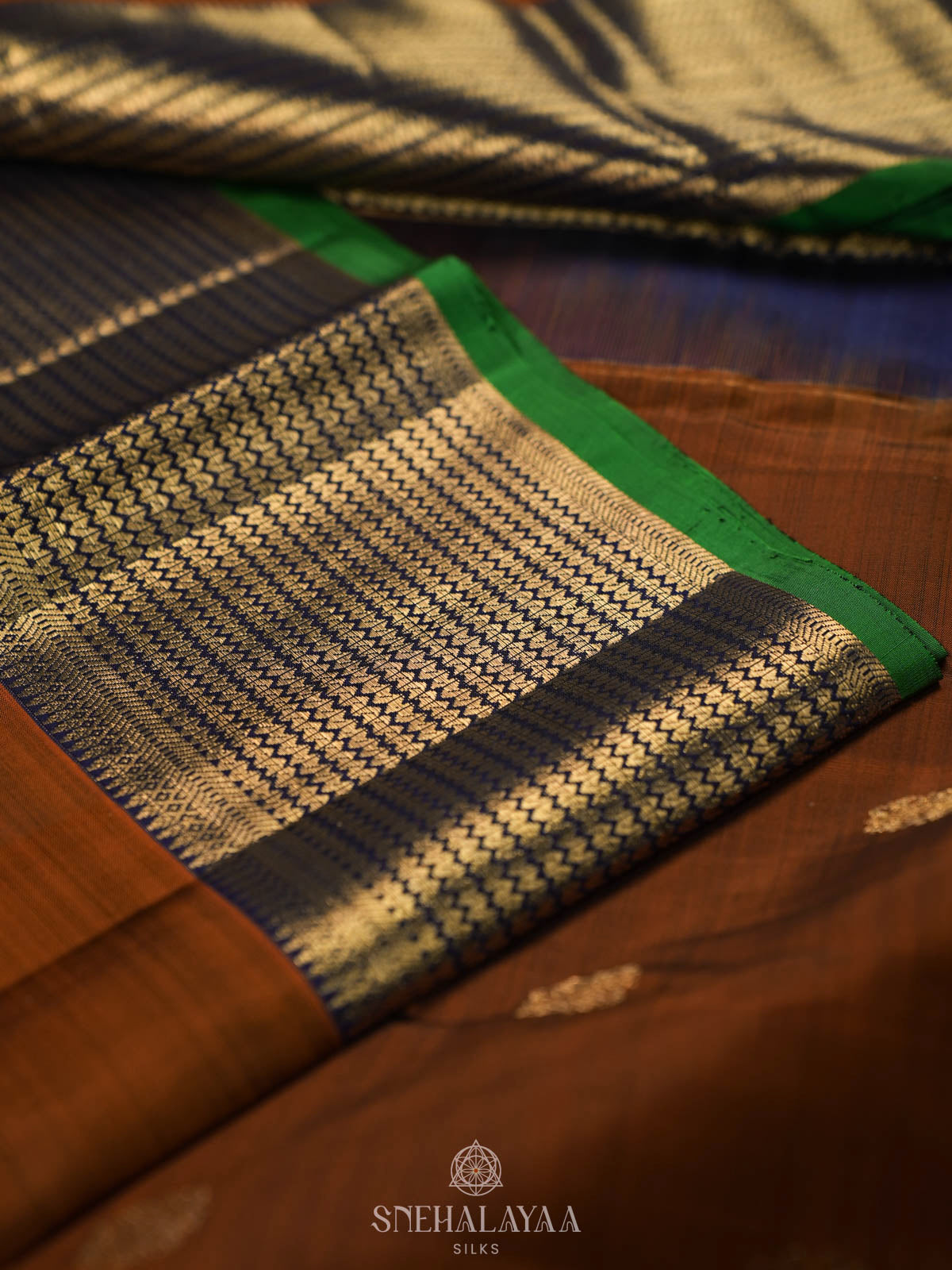 Rust Brown Kanjivaram Silk Saree
