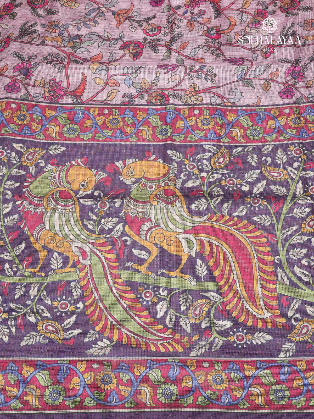 Lilac Printed Kota Saree