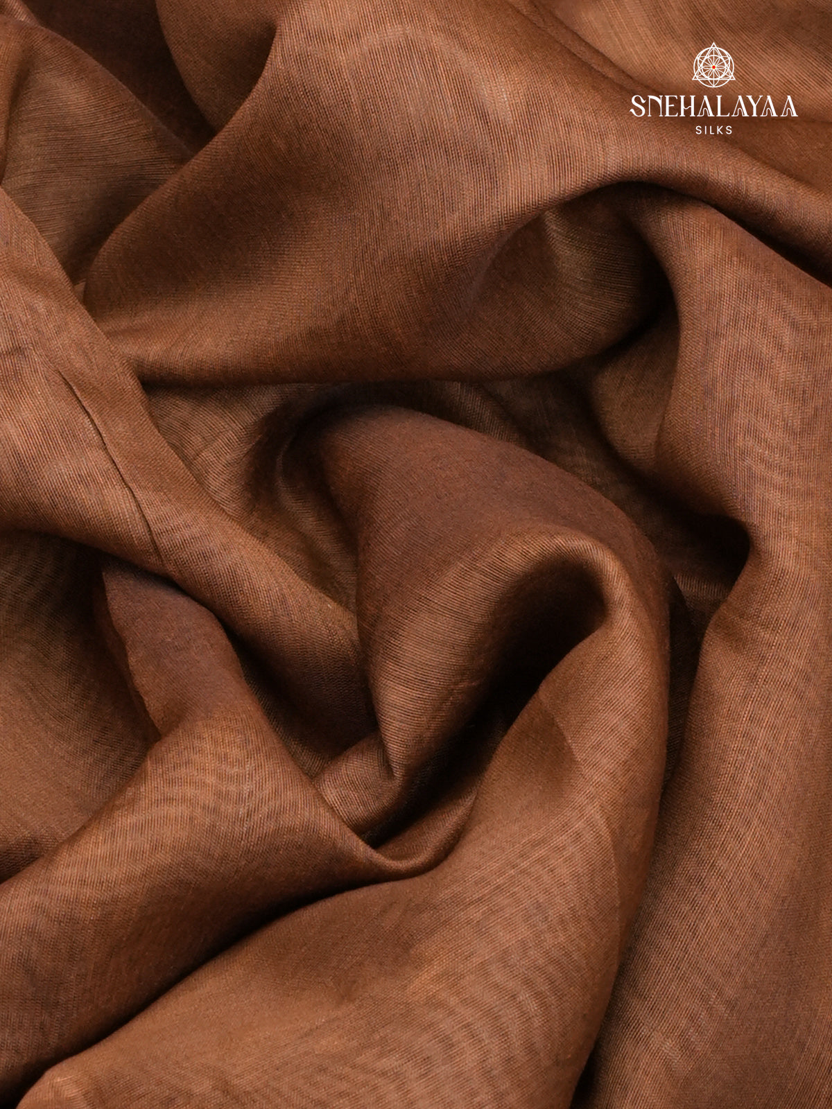 Brown Printed Linen Saree