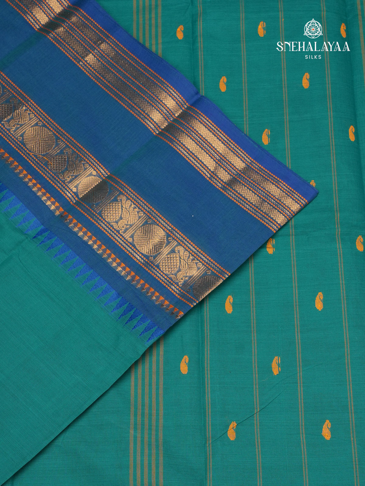 Teal Blue Chettinad Cotton Saree