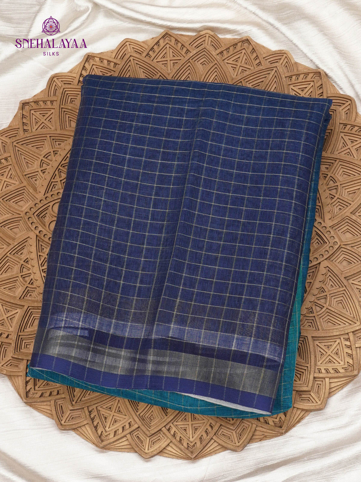 Teal Blue Linen Saree