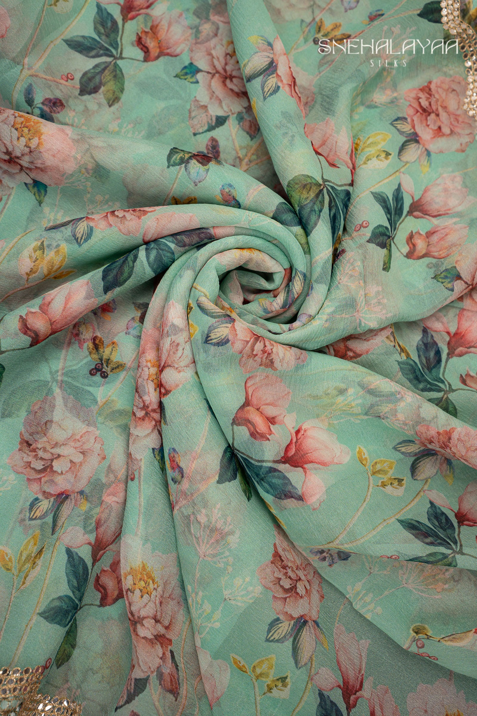 Mint Green Crush Saree