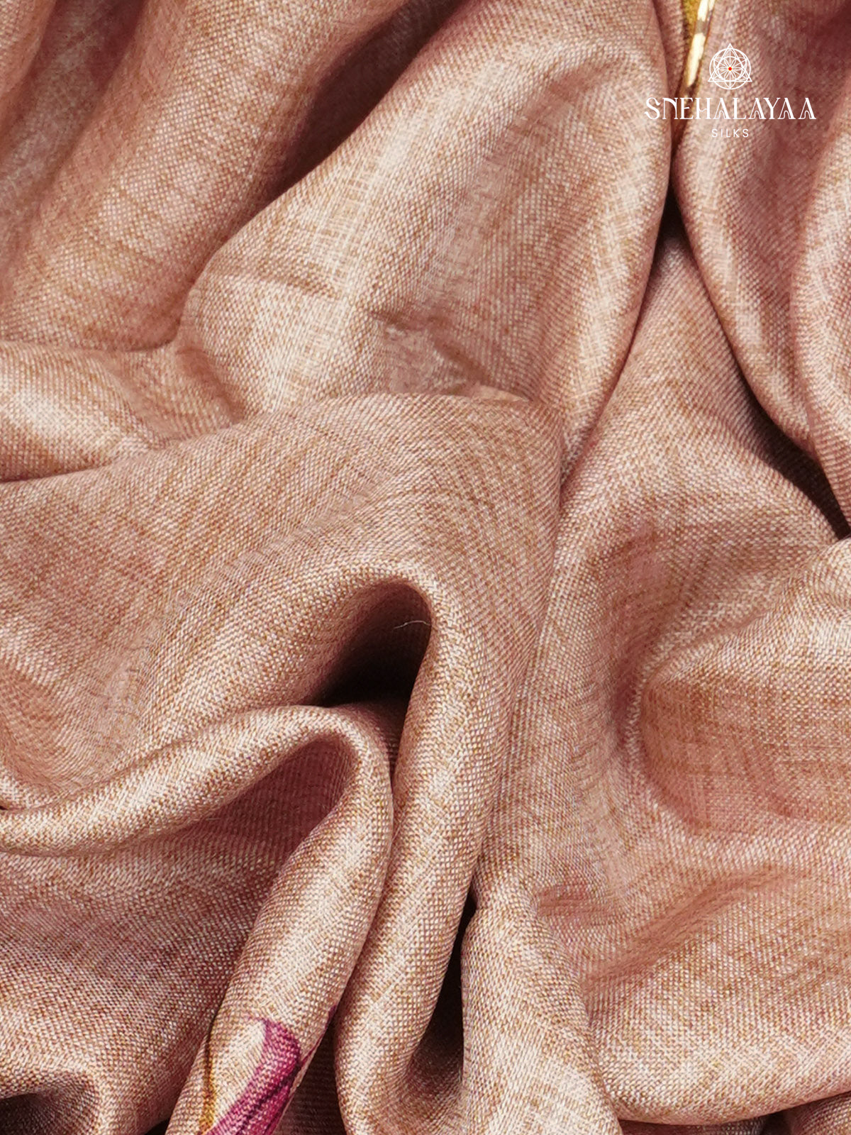 Pink Floral Printed Tussar Saree