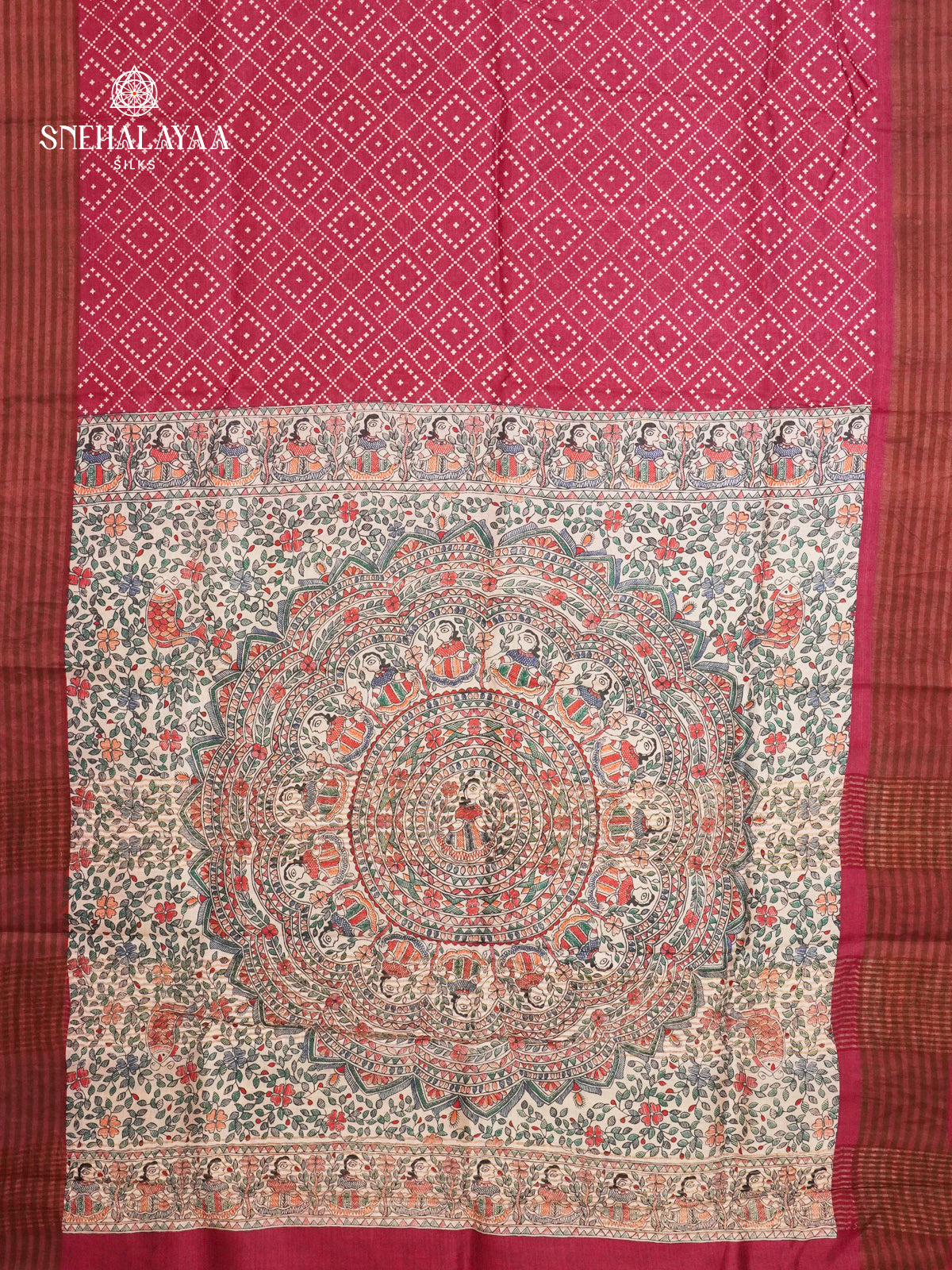 Wine Red Tussar Saree