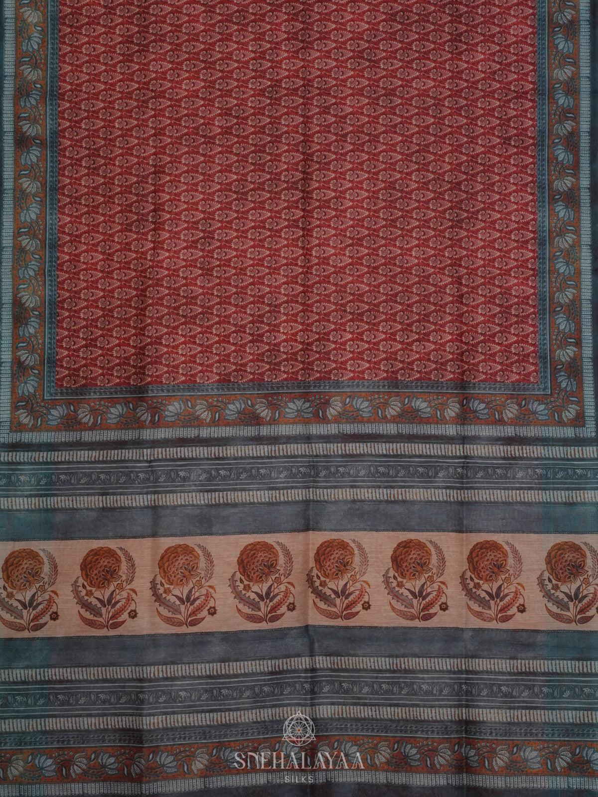 Maroon Linen Saree