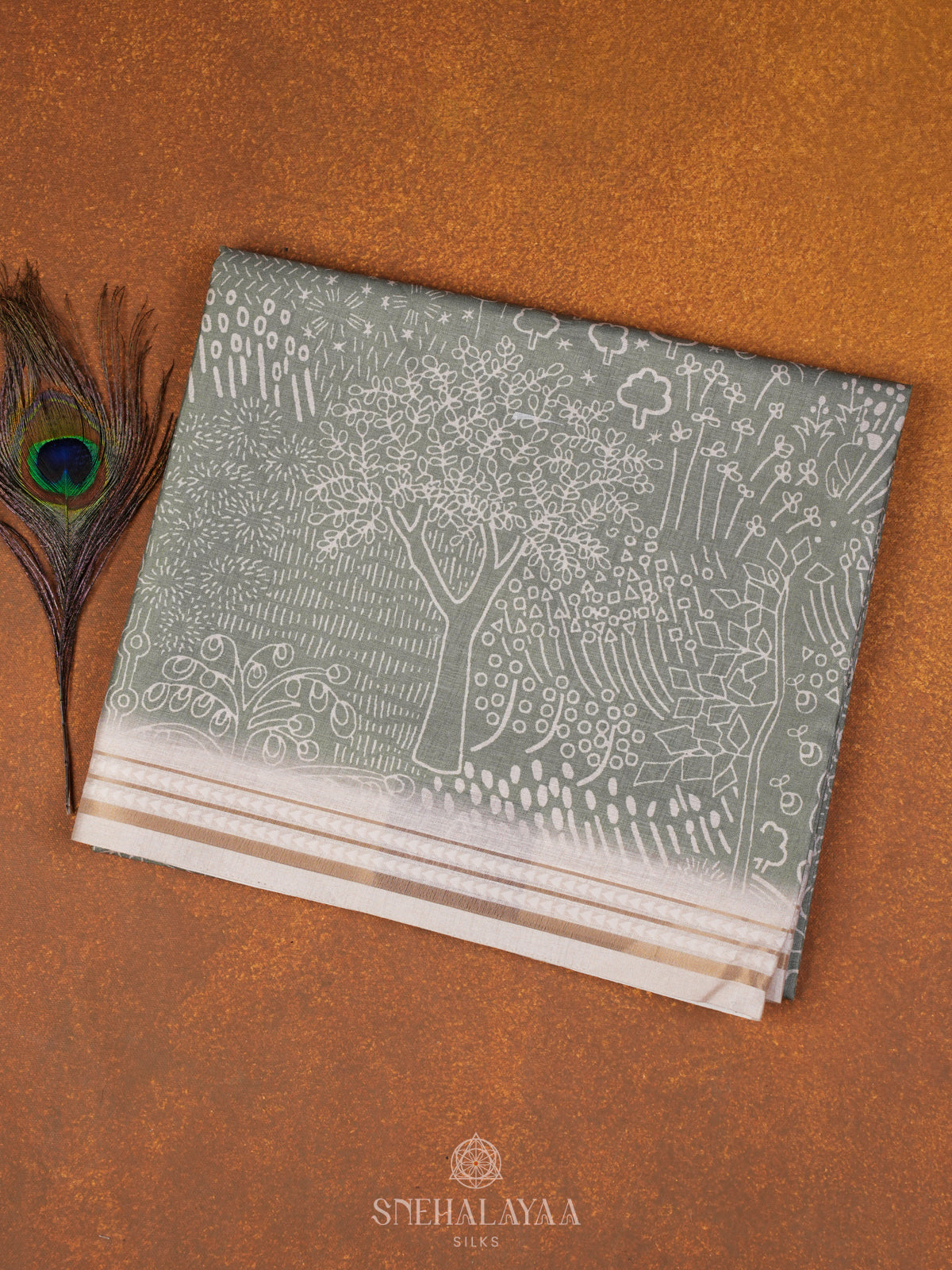 Pale Green Tussar Saree