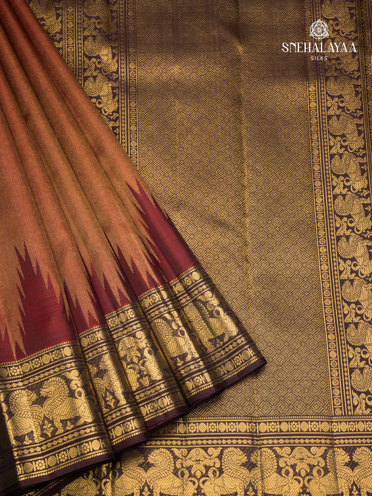 Brown Kanjivaram Silk Saree