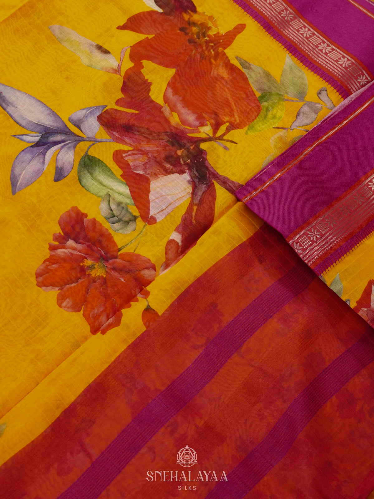 Yellow Chanderi Saree