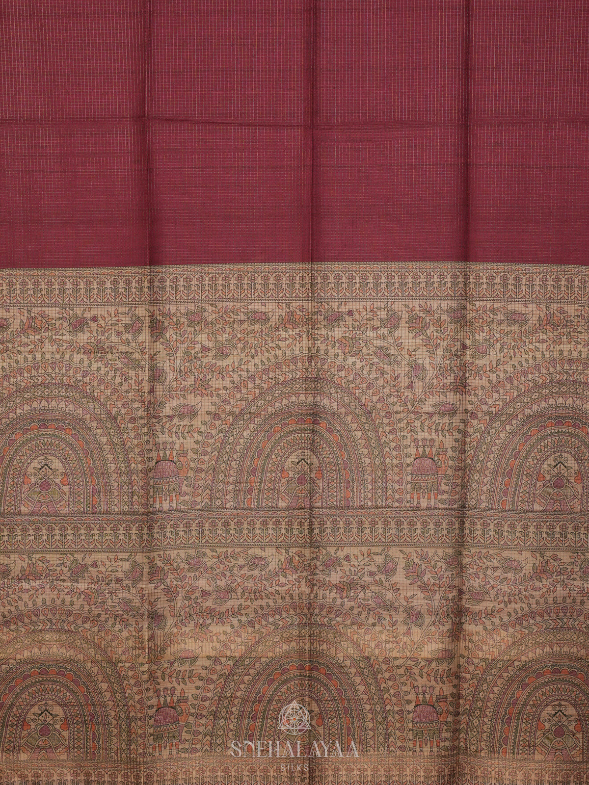 Maroon Tussar Saree